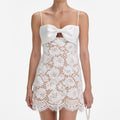 White Lace Bow Mini Dress