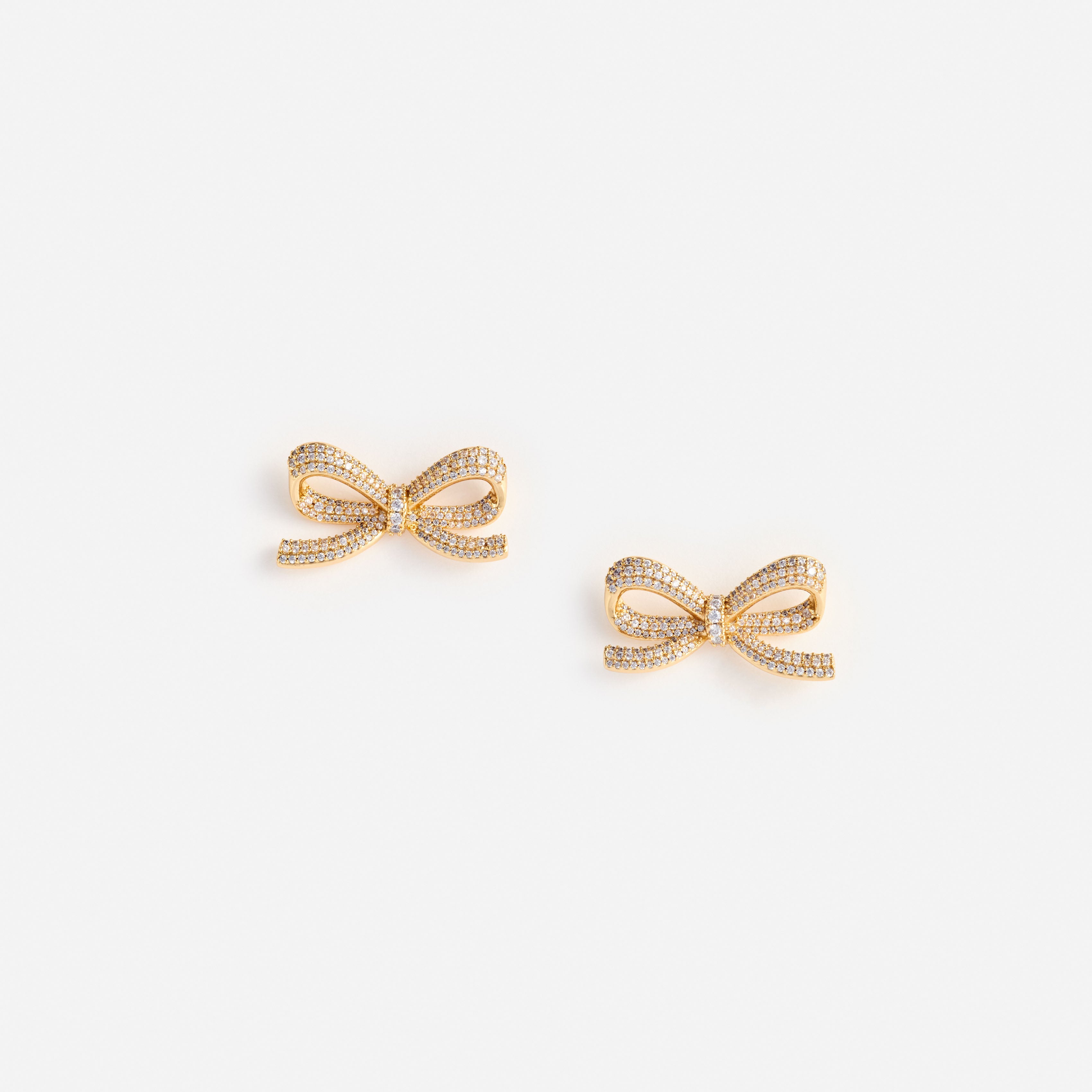 Gold Crystal Bow Earrings