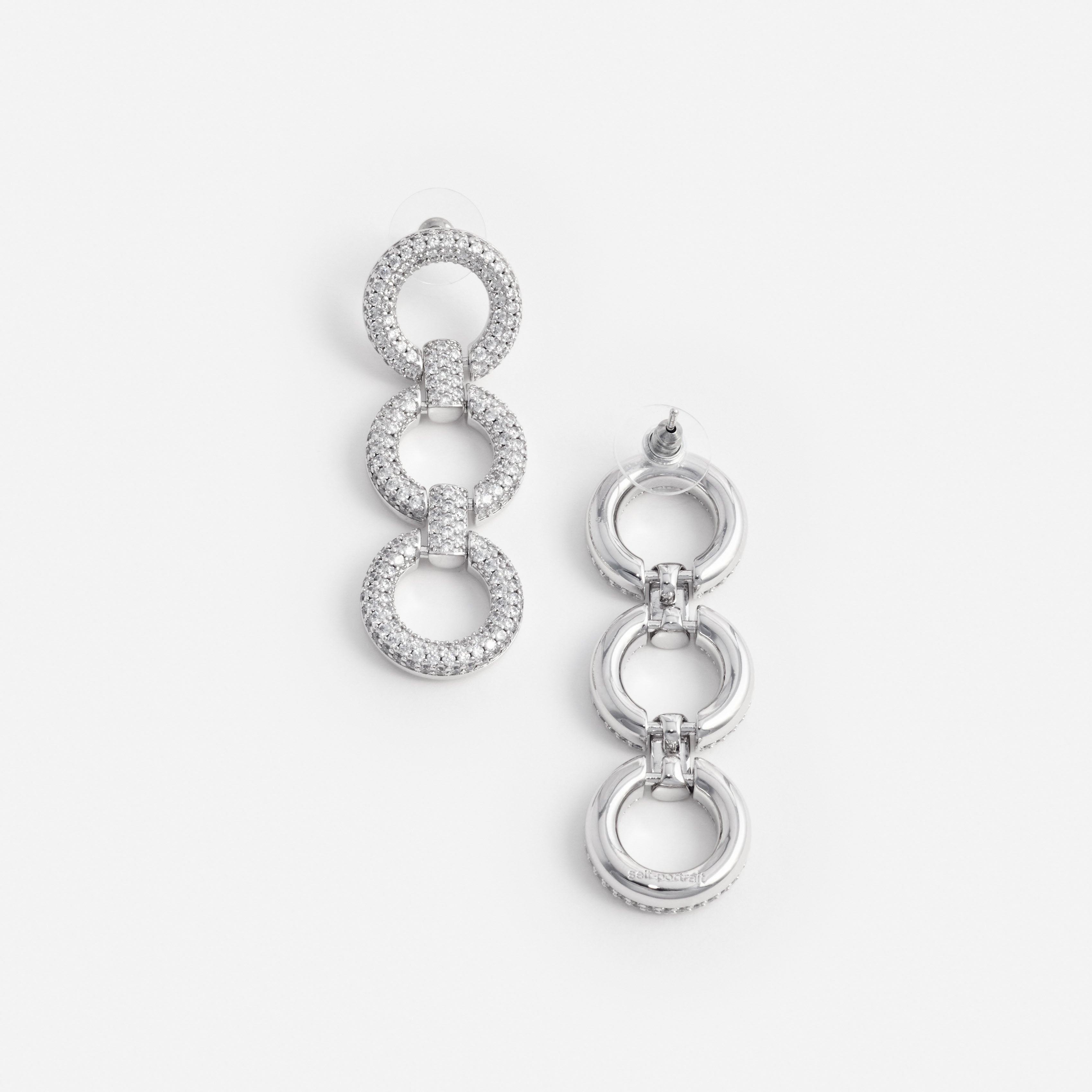 Crystal Link Three Tiered Earrings