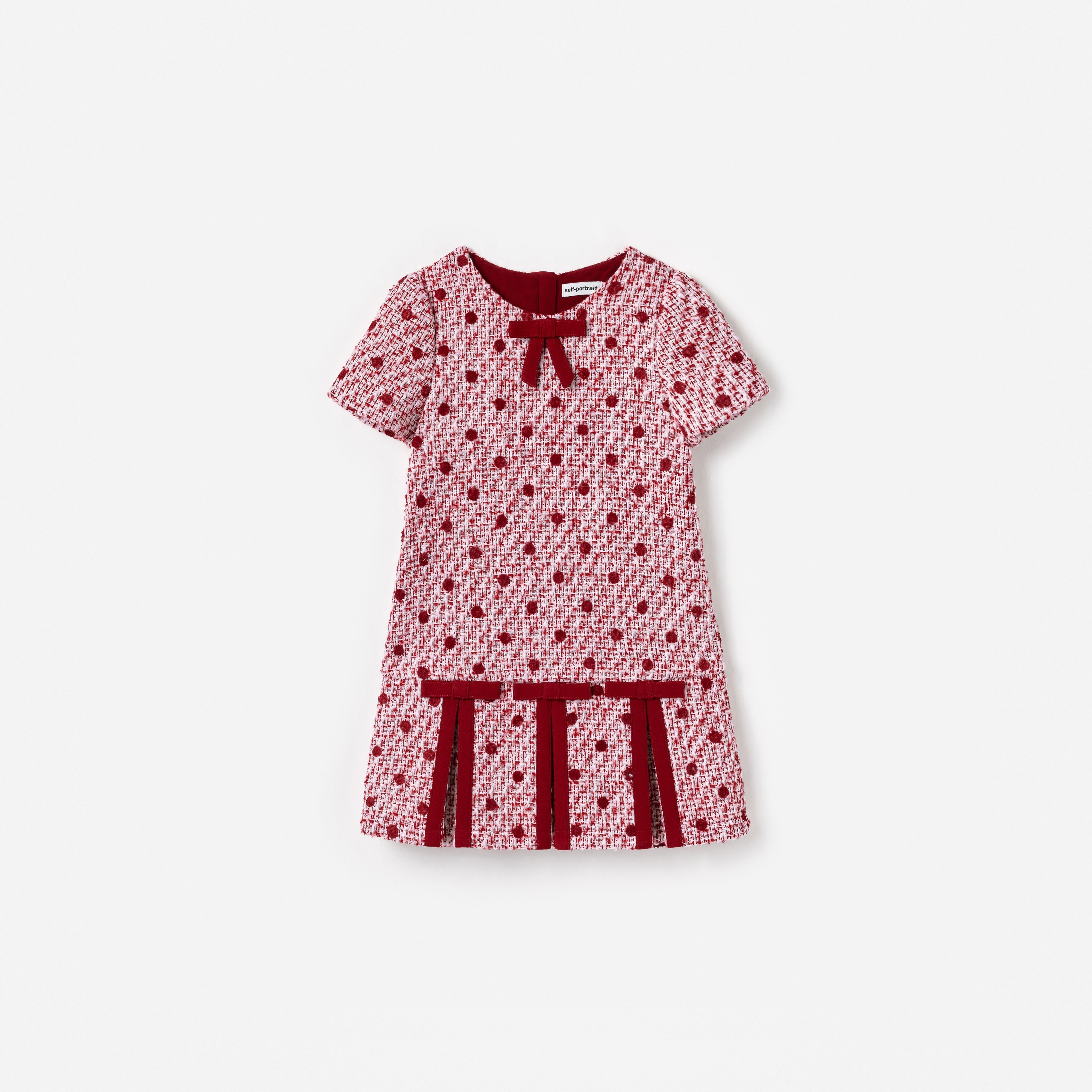 Burgundy Polka Dot Boucle Dress
