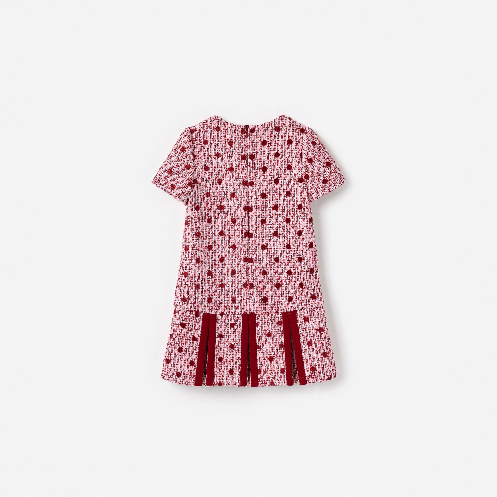 Burgundy Polka Dot Boucle Dress