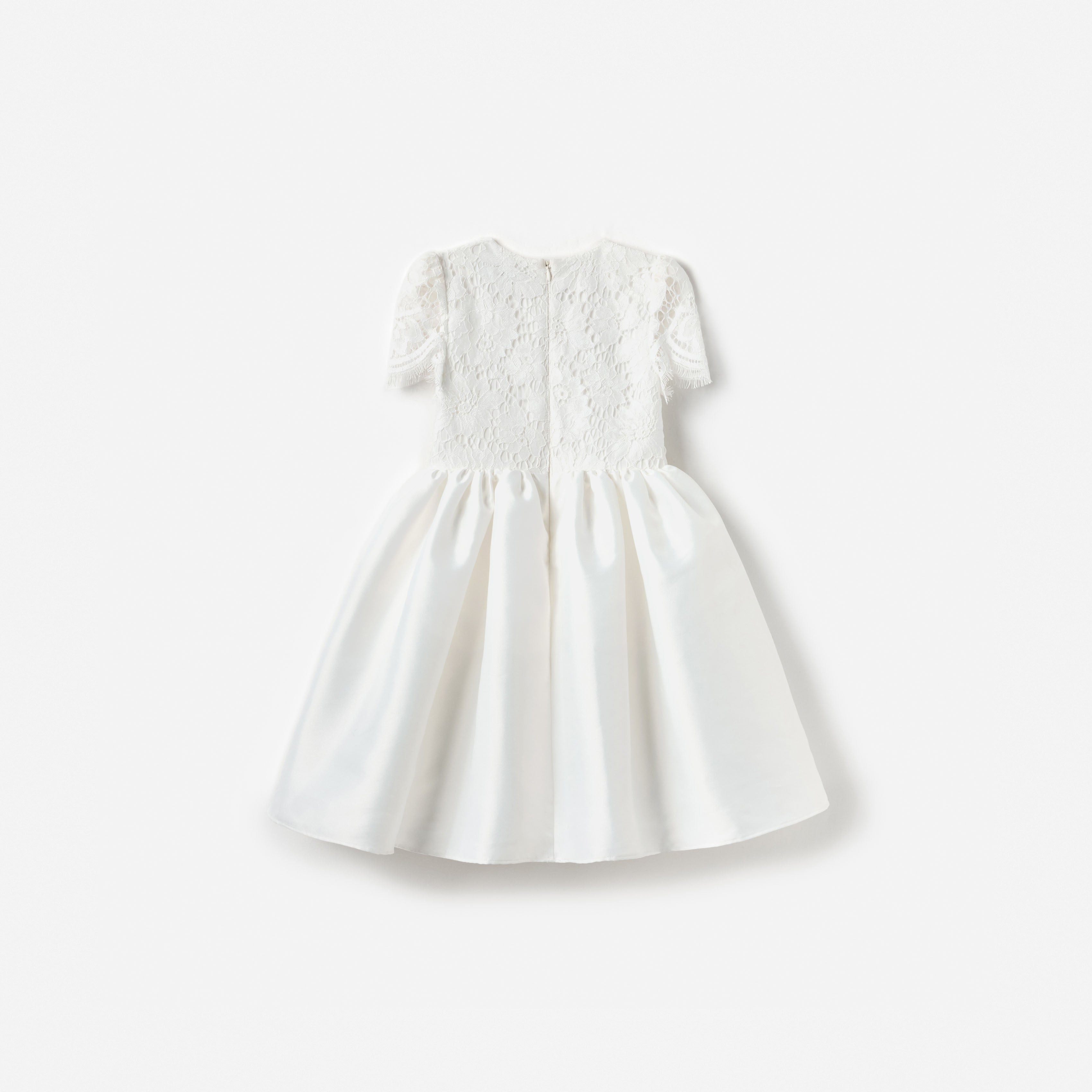 White Lace Taffeta Dress