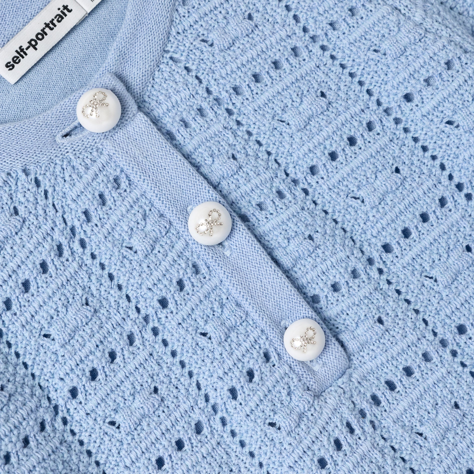 Blue Pointelle Knit Dress