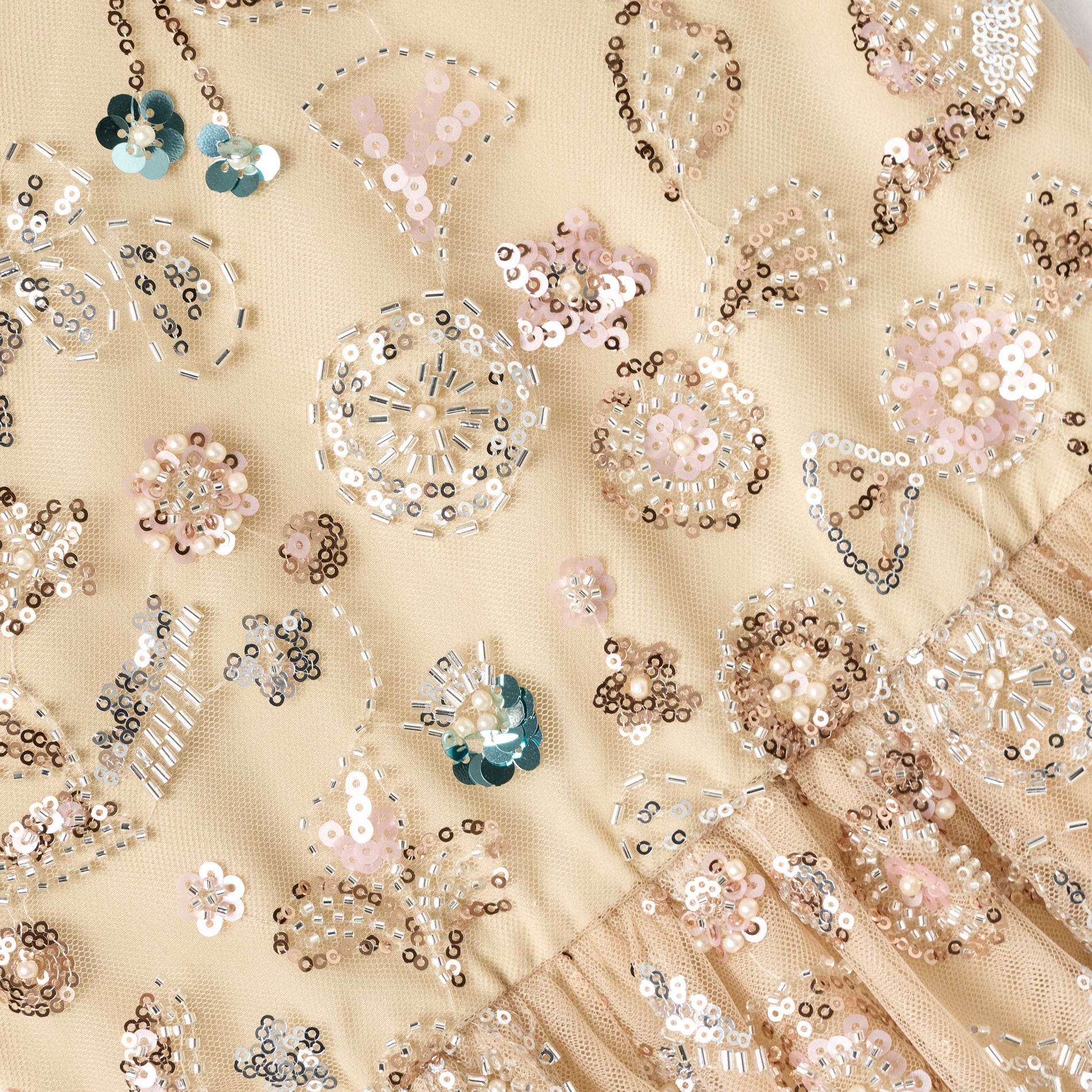 Champagne Sequin Embroidered Dress