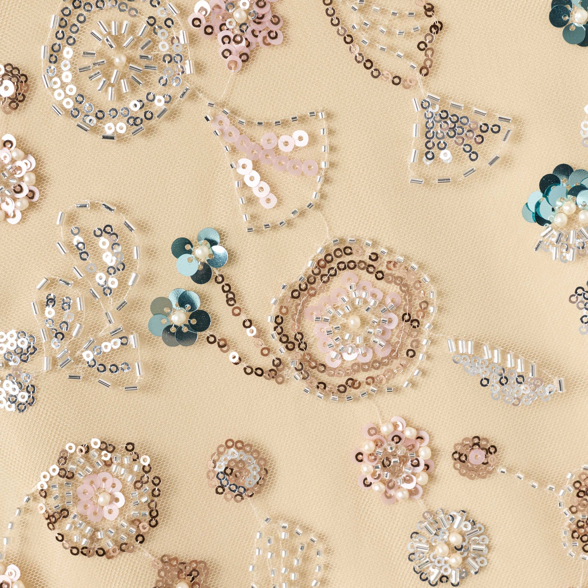 Champagne Sequin Embroidered Sleeveless Dress