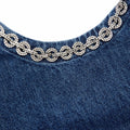 Denim Crystal Trim Mini Dress