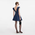 Denim Flared Bow Mini Dress