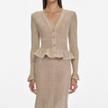 Gold Lurex Peplum Knit Midi Dress