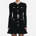 Black Chenille Knit Mini Dress