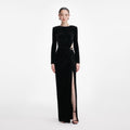 Black Velvet Embellished Maxi Dress