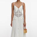 Cream And Gold Chiffon Maxi Dress