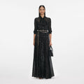 Black And Gold Tie Neck Maxi Dress