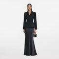 Black Tailored Boucle Maxi Dress