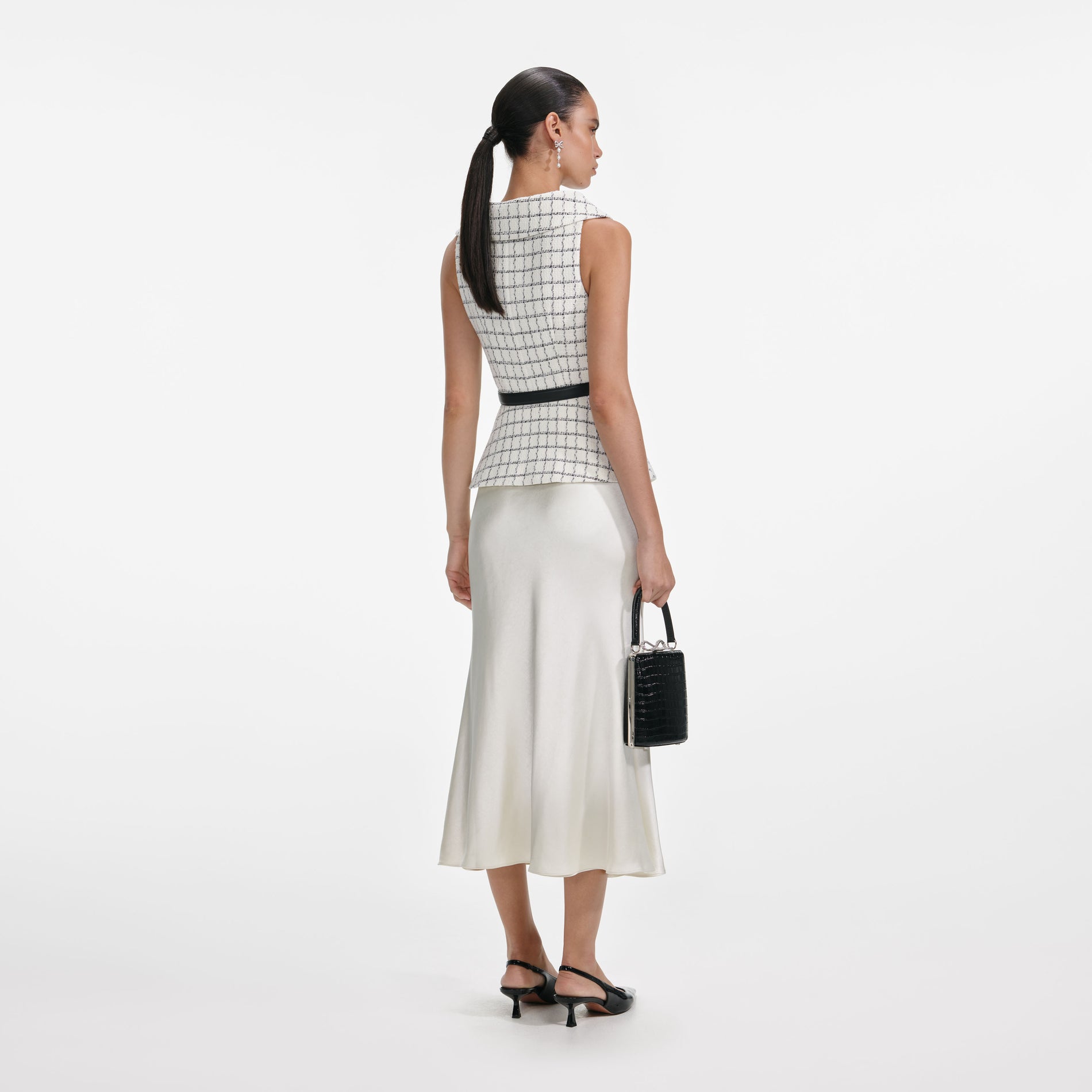 Check Boucle Midi Dress