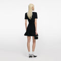 Black Floral Textured Knit Mini Dress