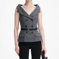 Grey Wool Tailored Top