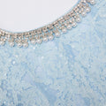 Blue Lace Embellished Midi Dress