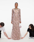 Pink Floral Sequin Maxi Dress