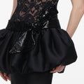 Black Lace Bubble Peplum Maxi Dress