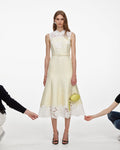 Yellow Taffeta Lace Midi Dress