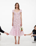 Pink Spiral Lace Midi Dress