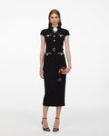 Black Wool Crepe Midi Dress