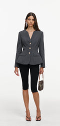 Grey Wool Collarless Jacket