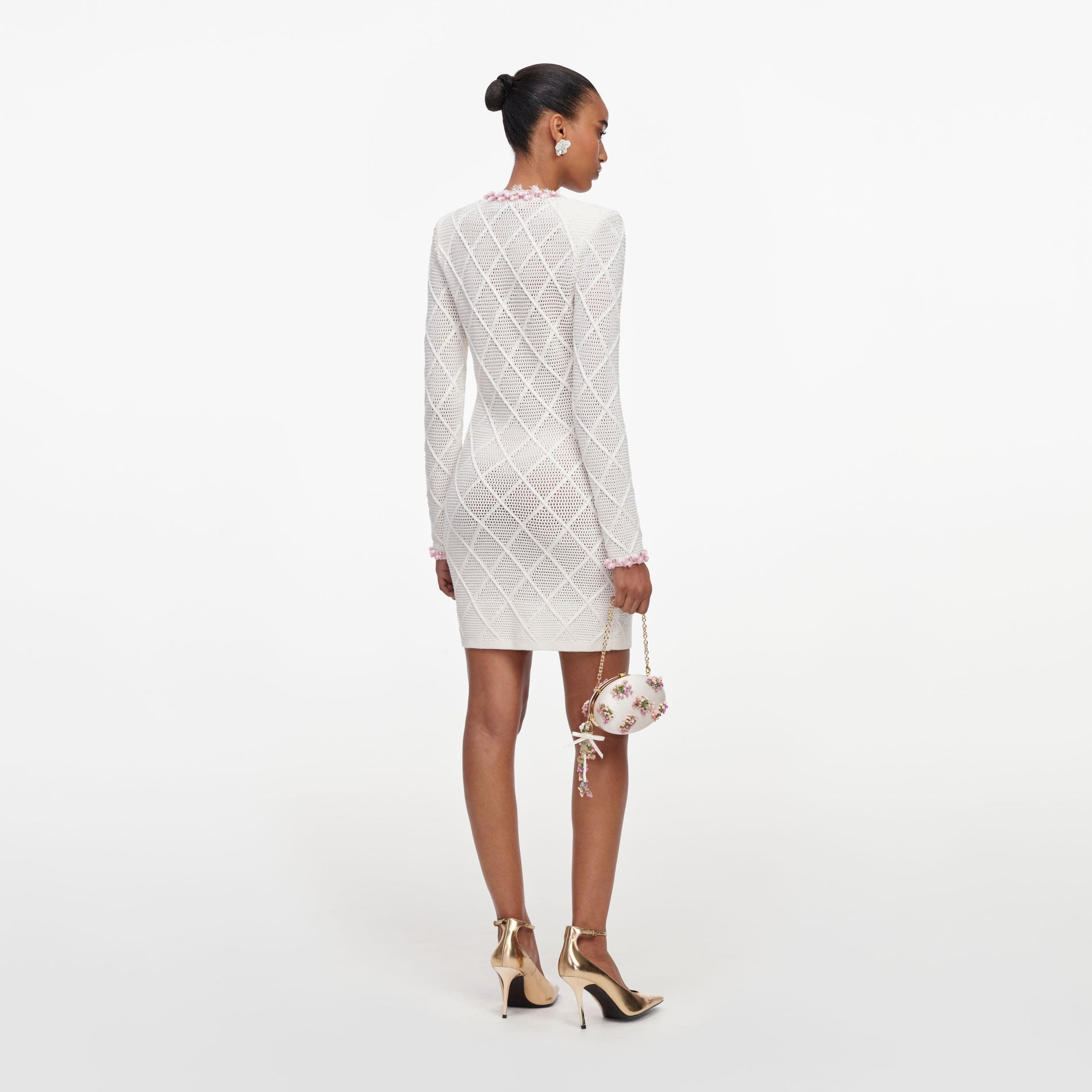 Cream Fringe Knit Mini Dress