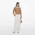 Brown Embellished Knit Cardigan