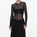 Black Pointelle Knit Embellished Maxi Dress