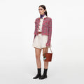 Red Check Frayed Knit Jacket