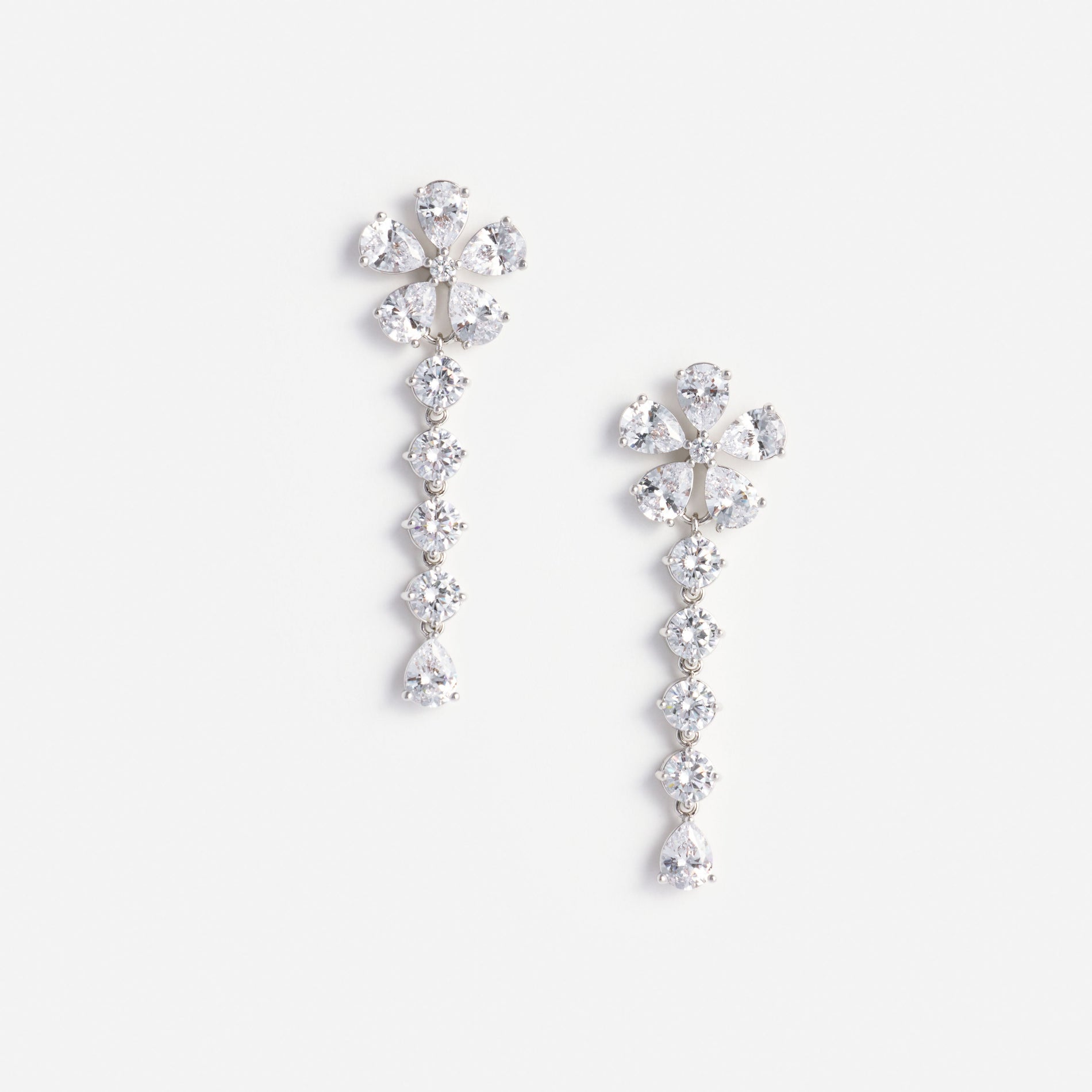 Multi Crystal Flower Dangle Earring