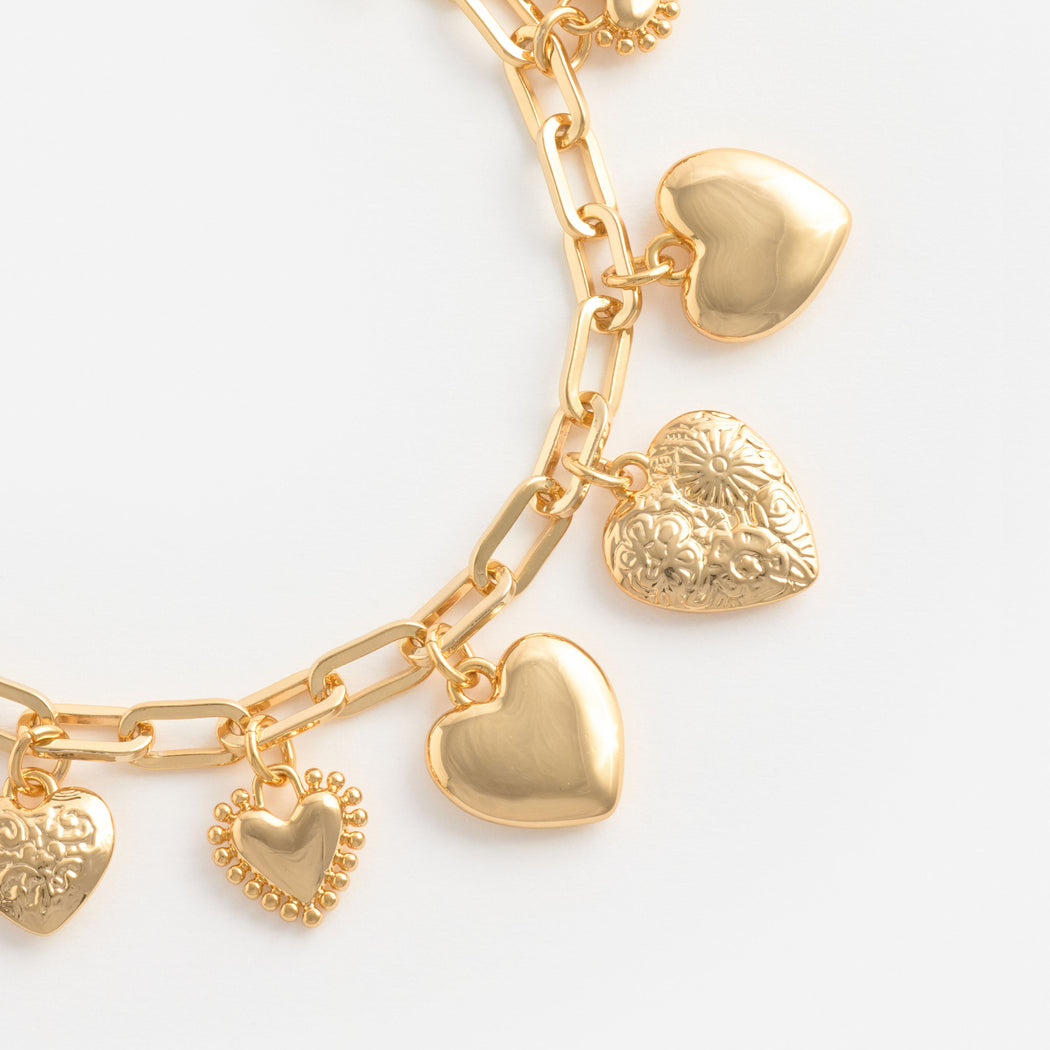 Gold Heart Charm Bracelet