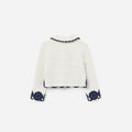Cream Knit Contrast Trim Cardigan