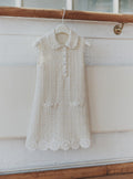 Cream Knit Flower Trim Dress