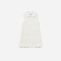 Cream Knit Flower Trim Dress