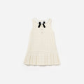 Cream Boucle Bow Dress