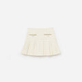 Cream Boucle Pleated Skirt