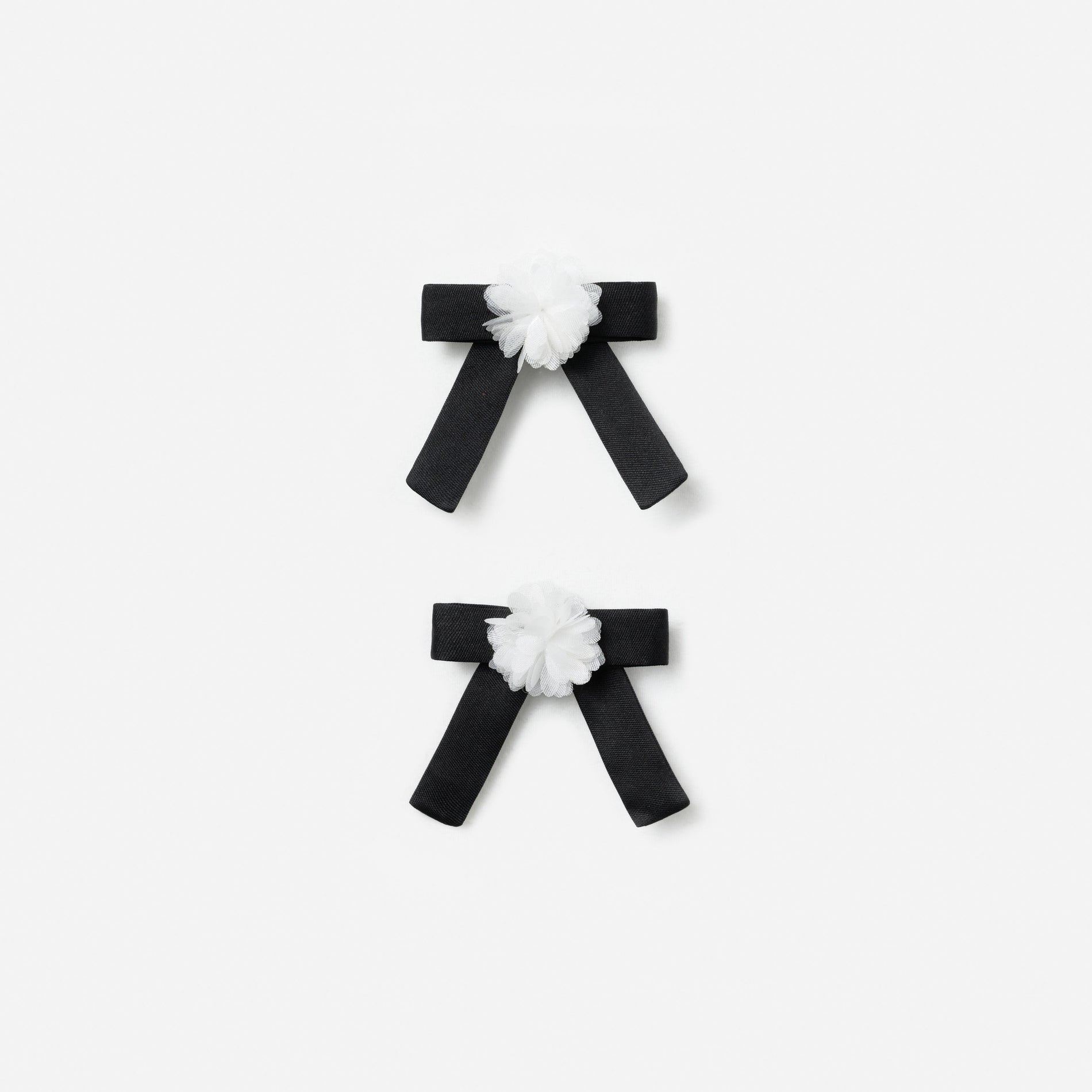 Black Chiffon Flower Bow Hair Clips
