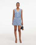 Blue Textured Denim Mini Dress