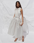 White Sleeveless Polka Dot Midi Dress