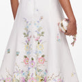 White Floral Linen Blend Midi Dress
