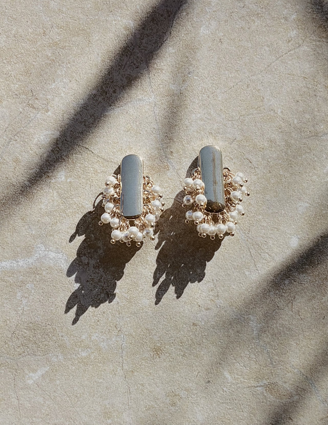 Gold Pearl Cluster Earrings