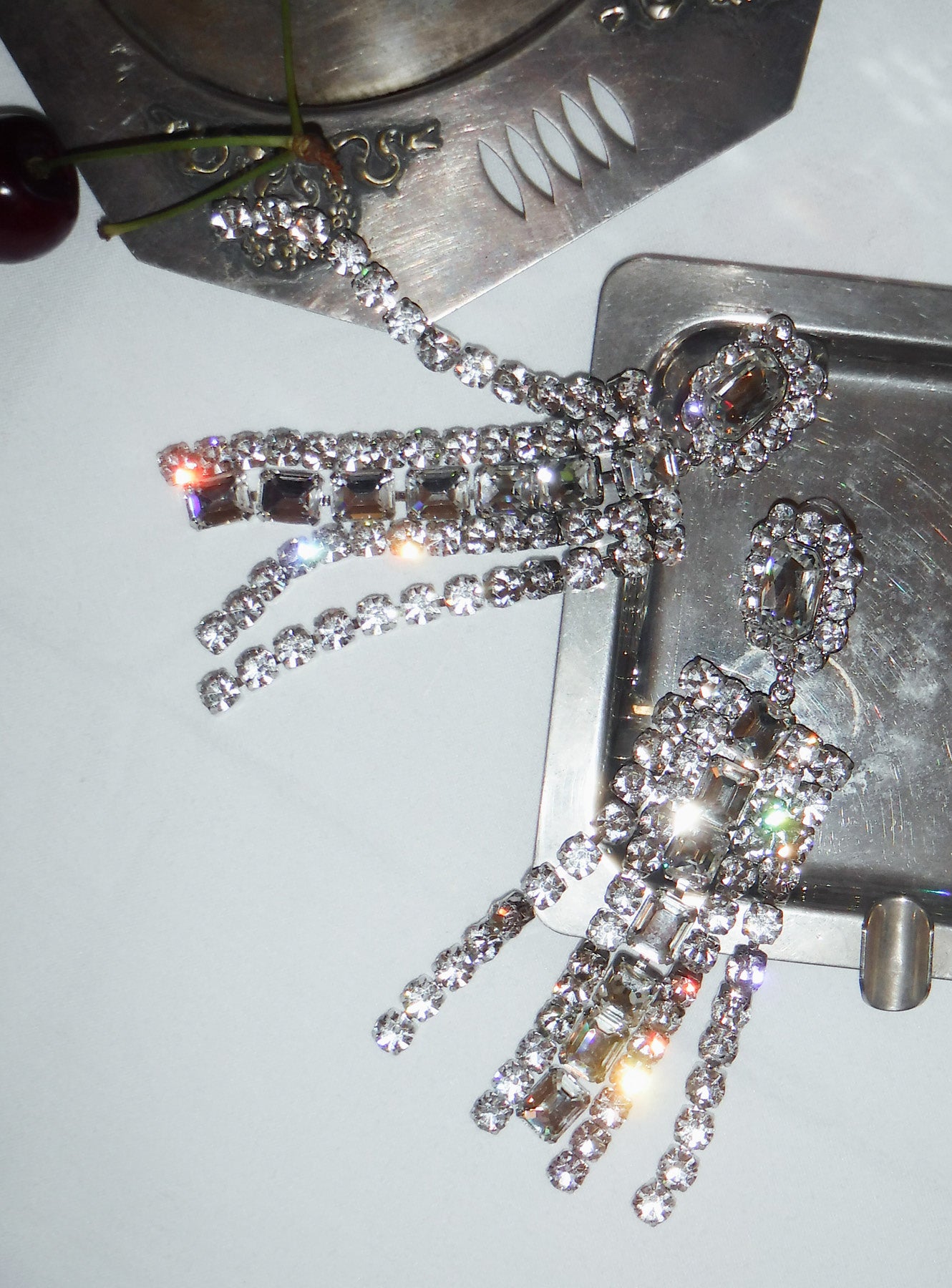 Multi Crystal Droplet Earrings