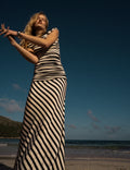 Navy Stripe Jersey Maxi Dress