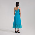 Blue Chiffon Lace Midi Dress