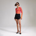Pink Rhinestone Mesh Keyhole Top