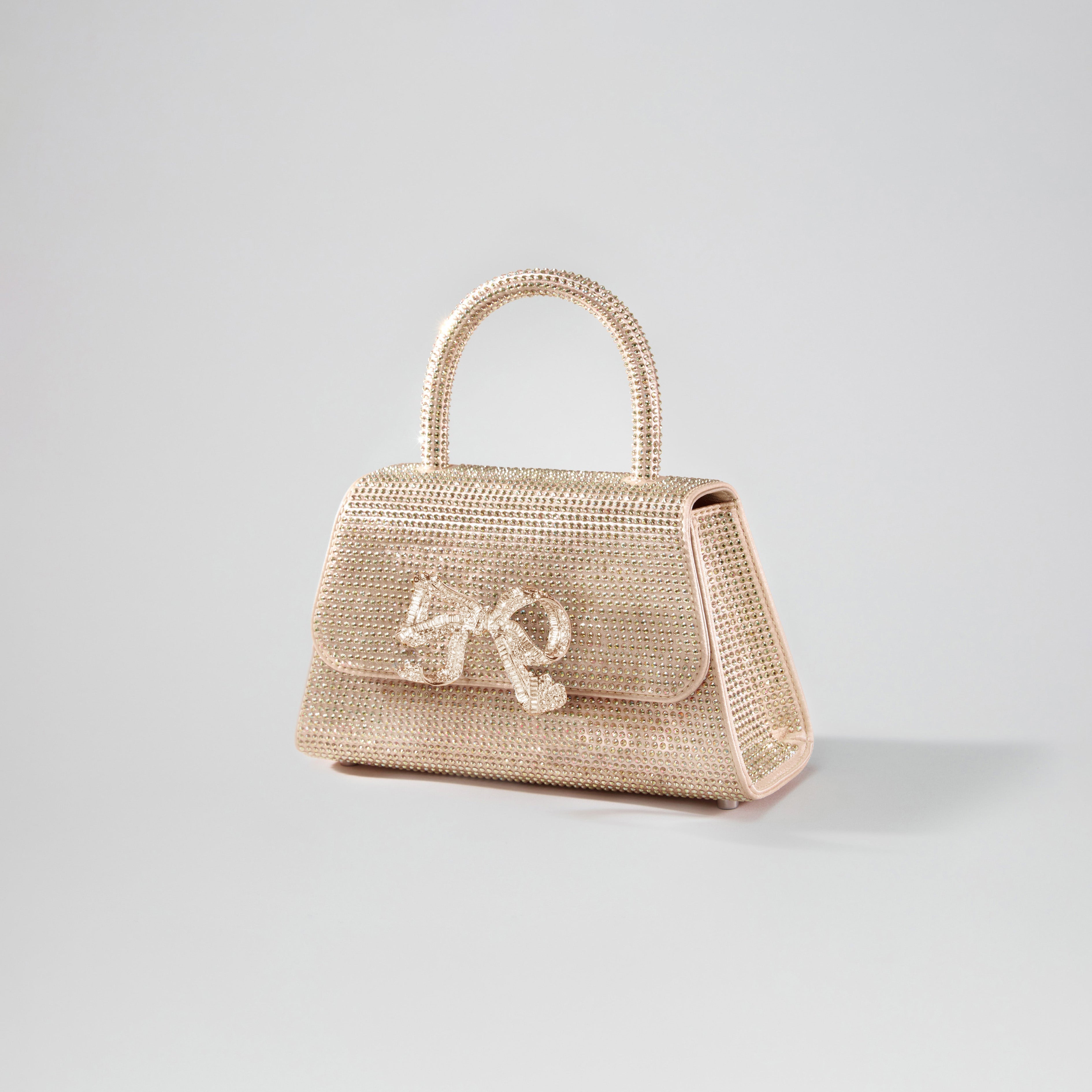 Gold Rhinestone Embellished Mini Bow Bag