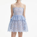 Blue Organza Lace Mini Dress