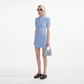 Blue Jewel Button Knit Mini Dress